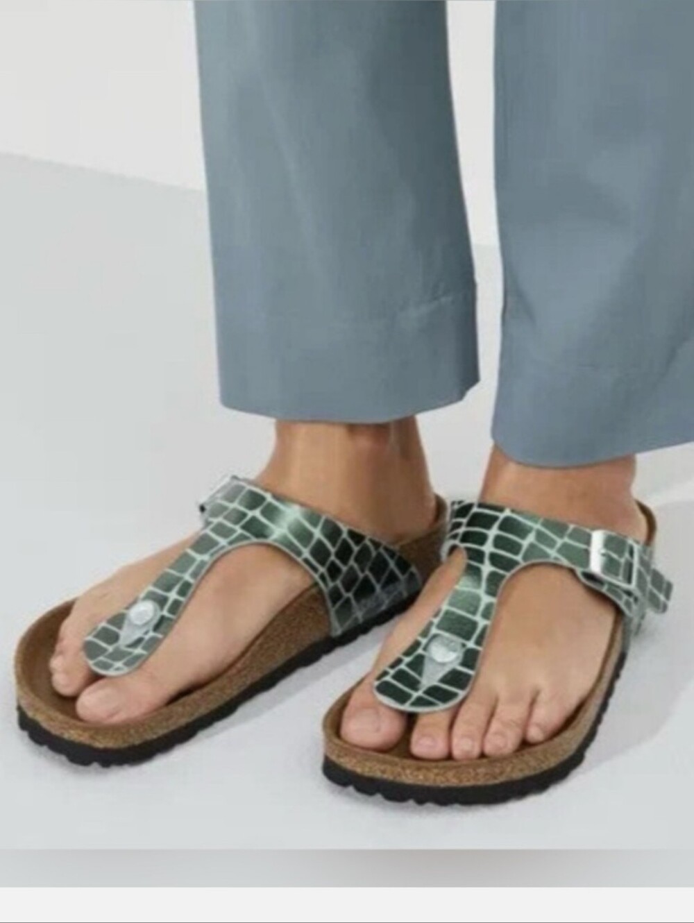 New • Birkenstock • Gizeh Thong Sandals in Blue Gator Print 37